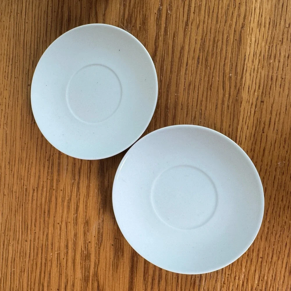 Vintage White Porcelain Espresso Cup and Saucer Set of 2 Minimalist Demitasse